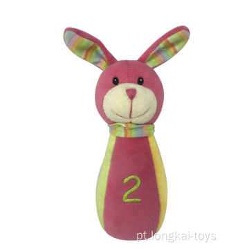 Brinquedo de coelho chocalho rosa bebê